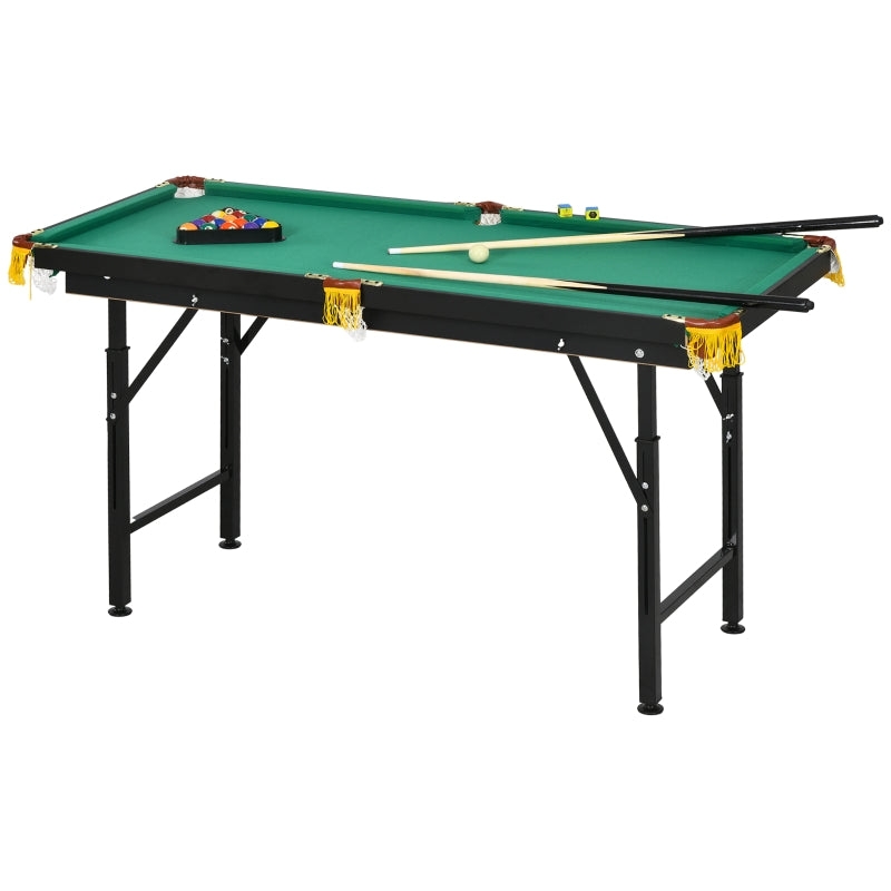 Rootz SPORTNOW Hopfällbart biljardbord - Biljardbord - Snookerbord - Justerbar höjd - Komplett set - Utrymmesbesparande förvaring - 140cm x 60cm x 55-
